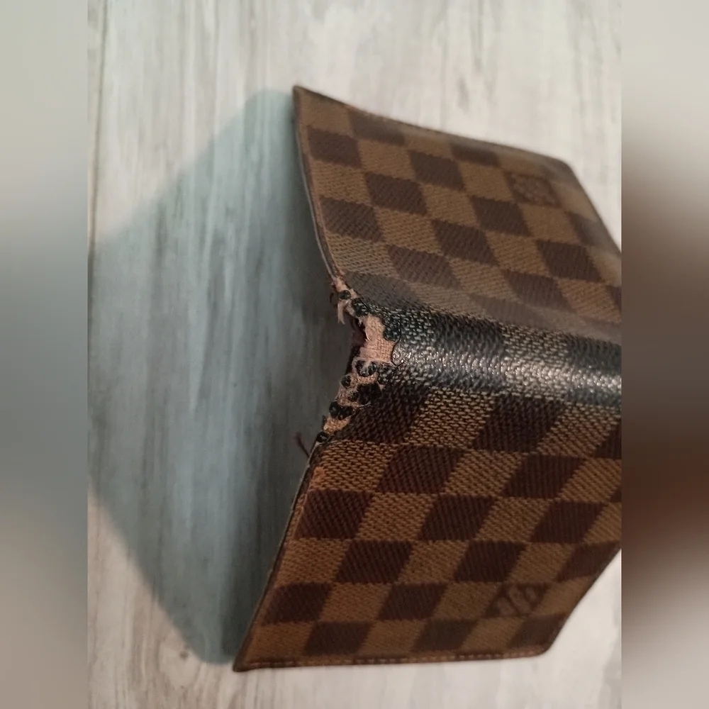 Authentic LOUIS VUITTON Folded Wallet Porte Foil Marco Damier Ebene Brown